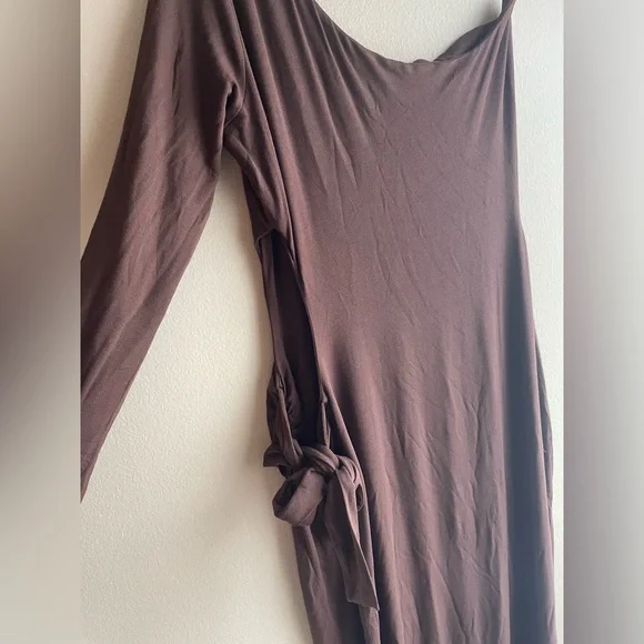 New Naked Wardrobe Women Brown Maxi Dress One Shoulder Size 1X - Picture 9 of 12